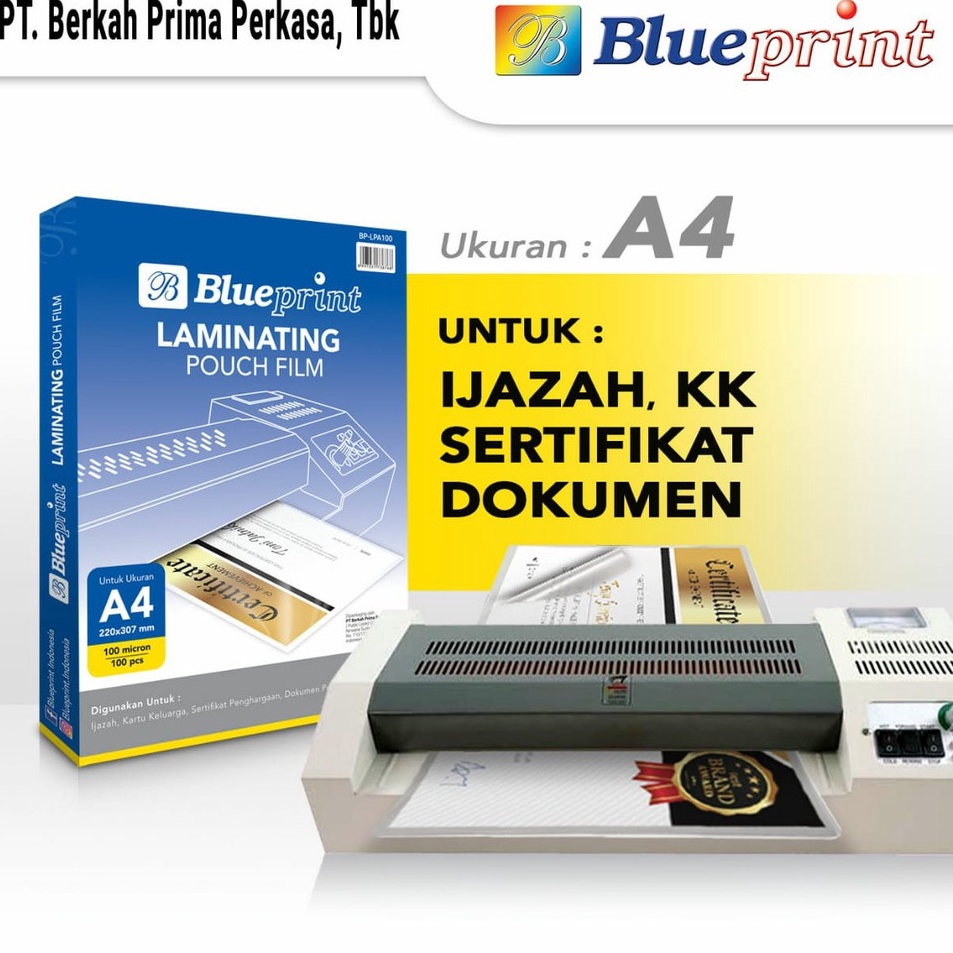 

Kejutan Promo Plastik Laminating Film BLUEPRINT Laminating Film 1 Micron A4