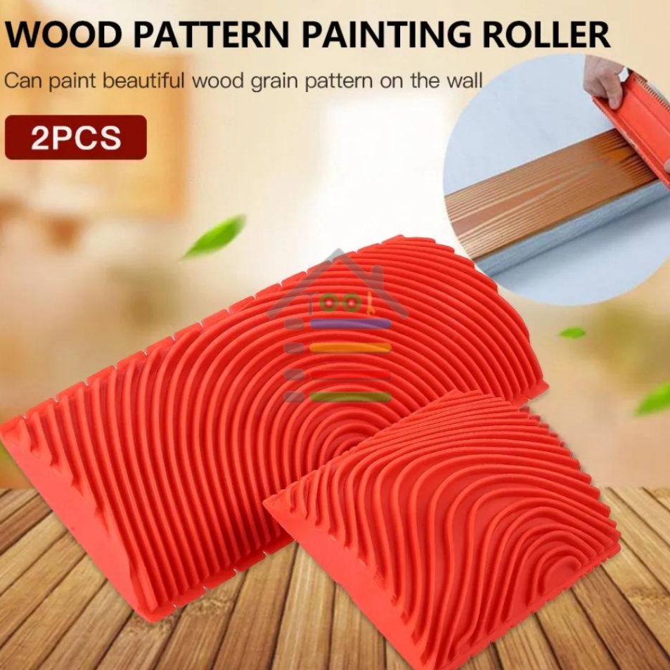 

Borong Untung KUAS KARET MOTIF KAYU KUAS CORAK ROLL SET 2 PC Wood Graining Painting Brush Roller