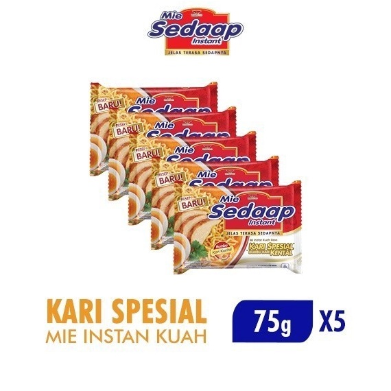 

Kilat Hemat Sedaap Mie Instan Kari Kental Special Bag 75 gr x5
