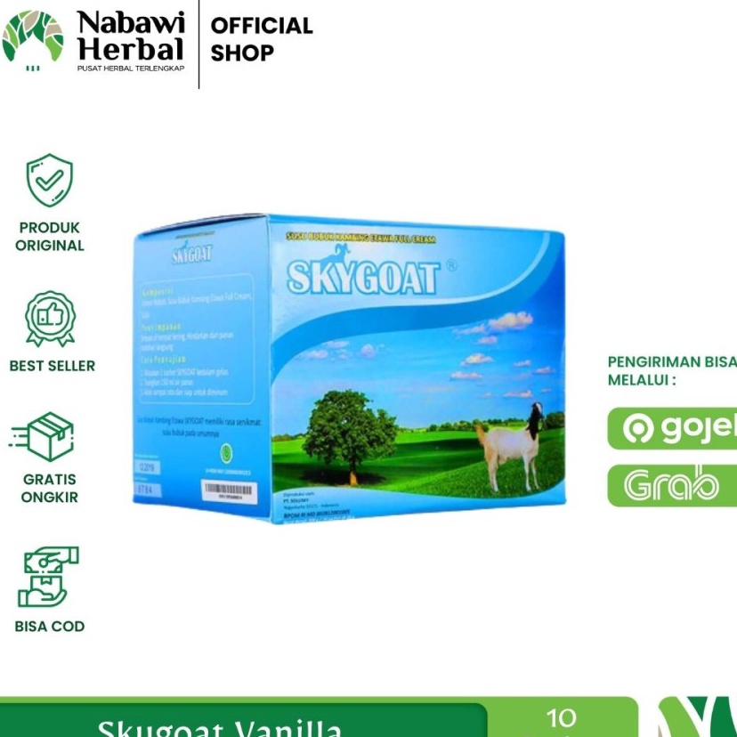 

New Stock SKYGOAT Susu Kambing Etawa Bubuk SKY GOAT Original Vanilla 1 Box Isi 1 Sachet