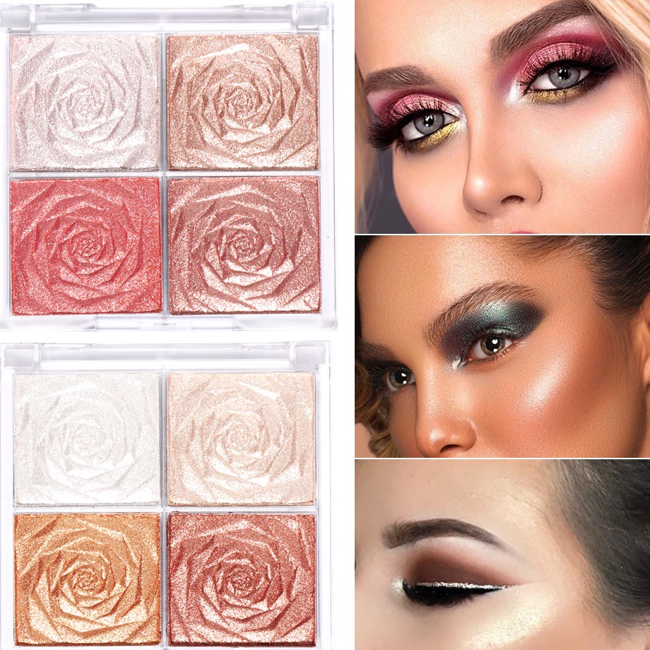 

Pasti Berkualitas CMAADU FOUR HIGHLIGHTER Glitter 4 Warna Colors Palette Bentuk Rose Waterproof