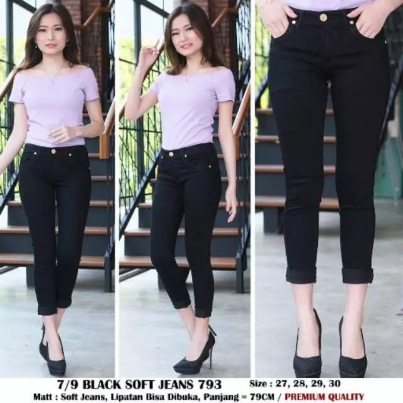 7/9 CELANA HITAM CELANA WANITA POLOS JUMBO