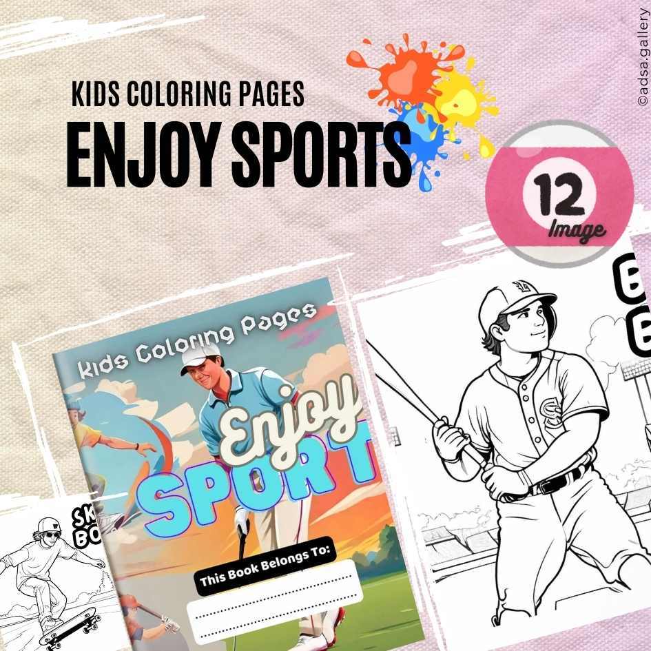 

Seri Olahraga , Buku Gambar eksklusif tinggal print, terdiri dari 12 gambar Olahraga Mewarnai Anak yang Dapat Dicetak, Unduhan Digital