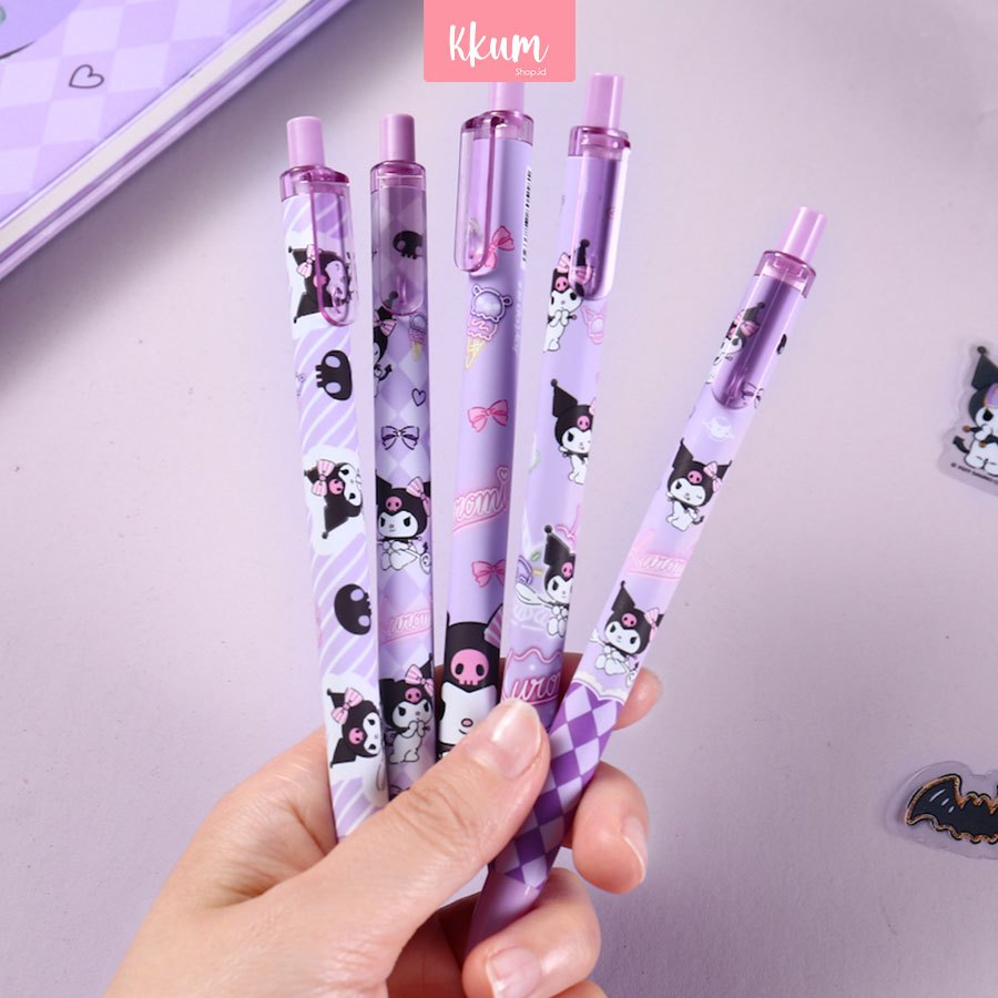 

5 PCS Pulpen Hitam 0.5mm Karakter Sanrio Lucu / Bolpen Karakter Lucu Kuromi Melody Pochacco Stationery