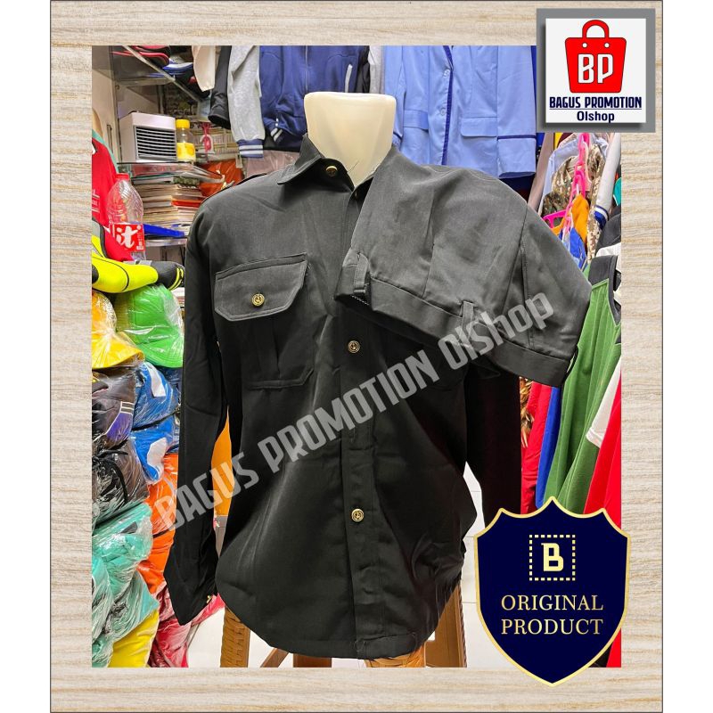 Seragam Safari Satpam terbaru | Safari satpam kancing luar | Safari satpam hitam