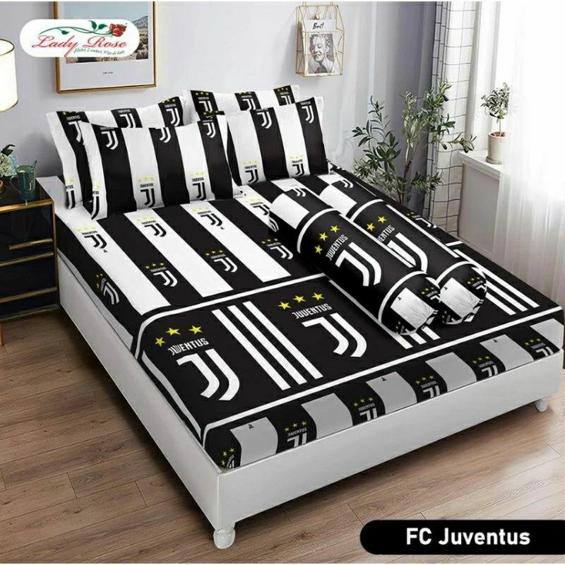 Sprei Lady rose 180x200/King/no.1motif Juventus/sepak bola liga italia/Sprei bola/Sprei juventus hit