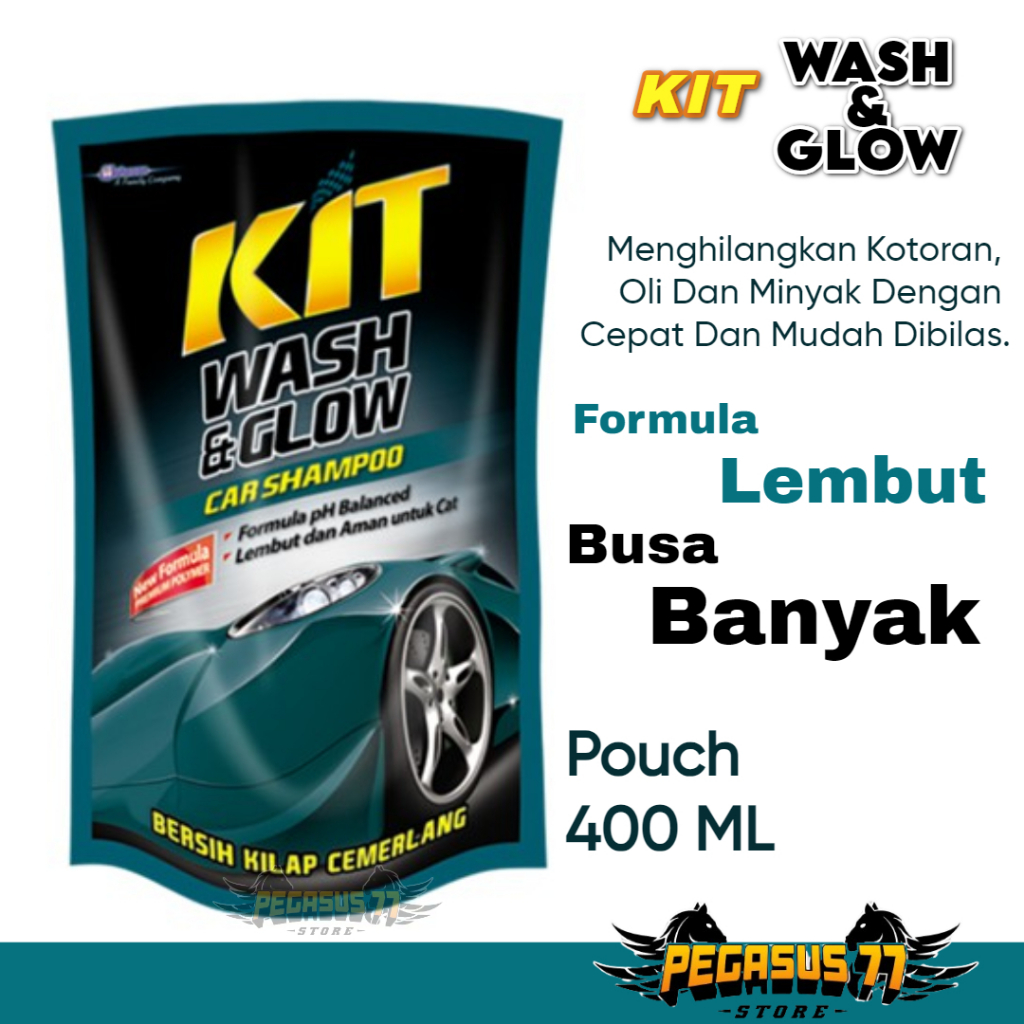 SHAMPOO CUCI MOBIL MOTOR LEMBUT HALUS KIT WASH AND GLOW 400ml BIKIN KILAP