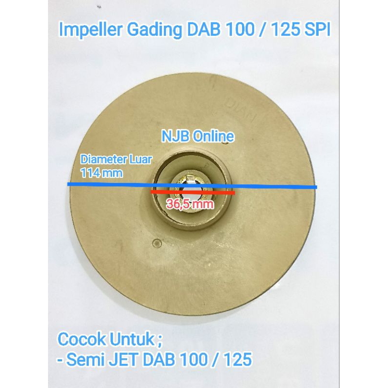 Kipas Impeller Pompa Air DAB 100 SPI Impeller JET 125