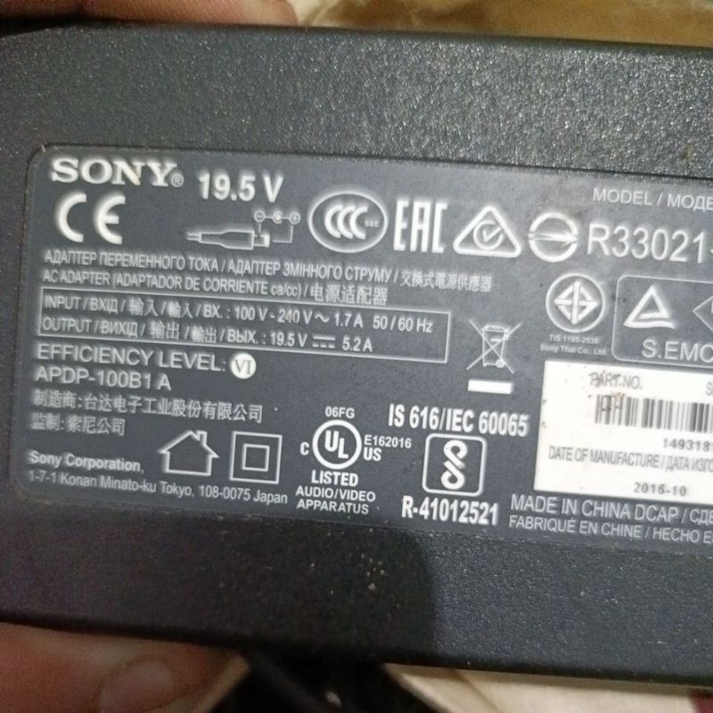 adaptor tv led sony original 19.5V 5.2A