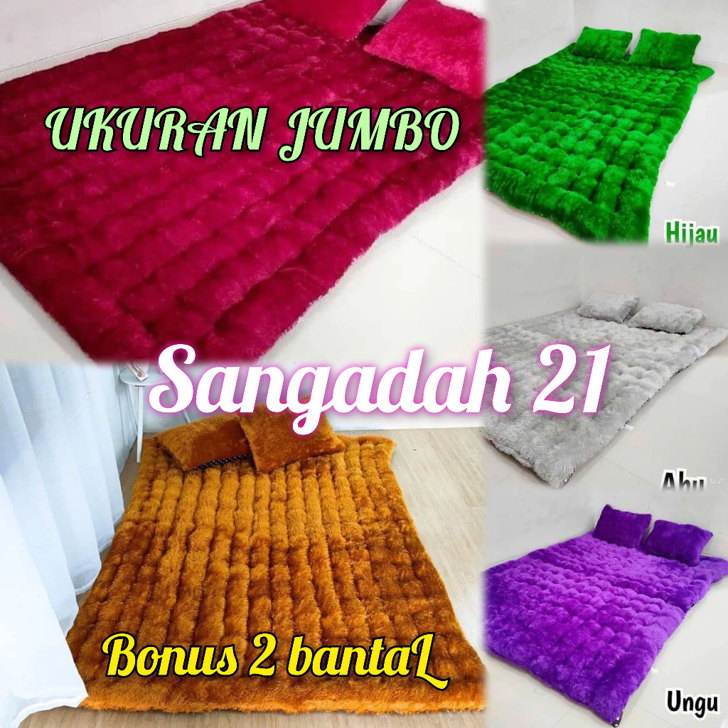 Sangadah  - Kasur Gender Bulu Rasfur Premium Jumbo - Free 2 Bantal - Polos - Kasur Lantai Anak kost 