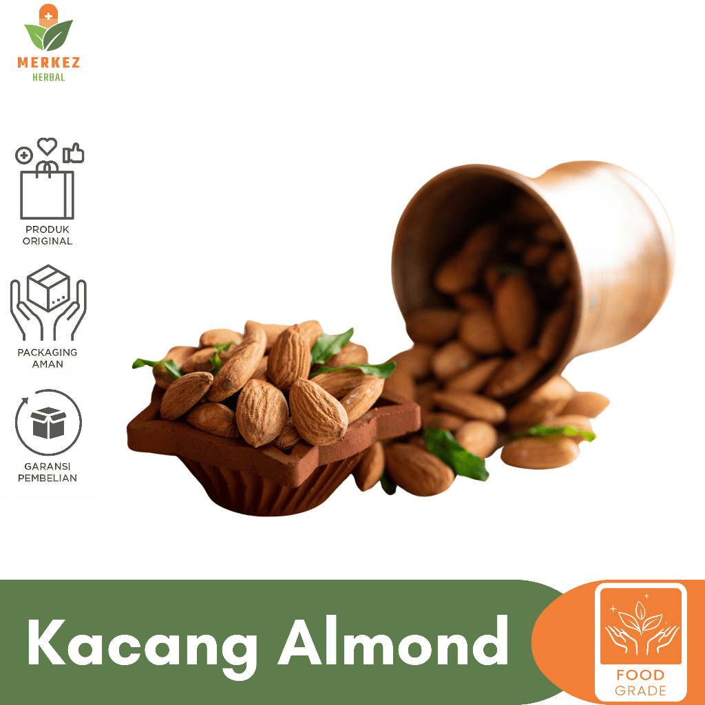 

Kacang Roasted Almond Panggang Siap Makan 1Kg / Almon Roasted Kupas Matang Premium 1 Kg Camilan Diet