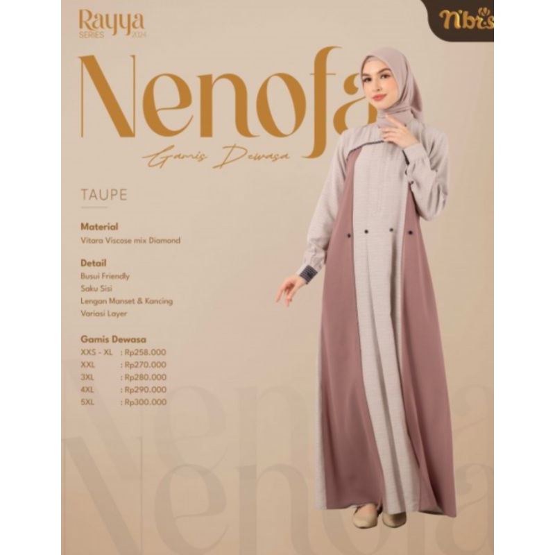 Gamis Nenofa/Gamis Nibras/Gamis Wanita/Gamis Kekinian/Gamis Terbaru