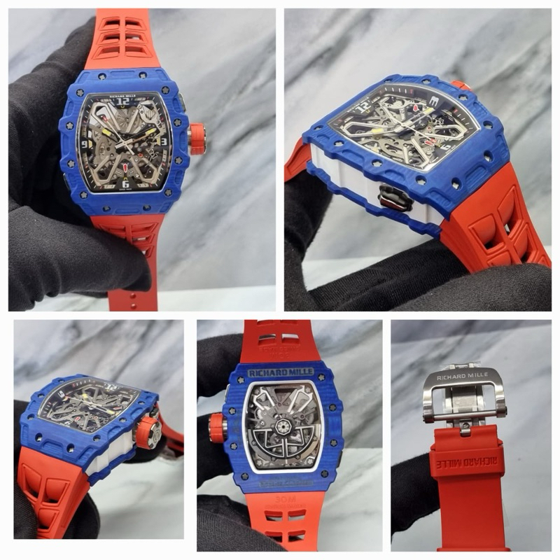 RM35-03 AUTOMATIC BLUE CARBON ON RED STRAP SWISS 1:1 FULLSET