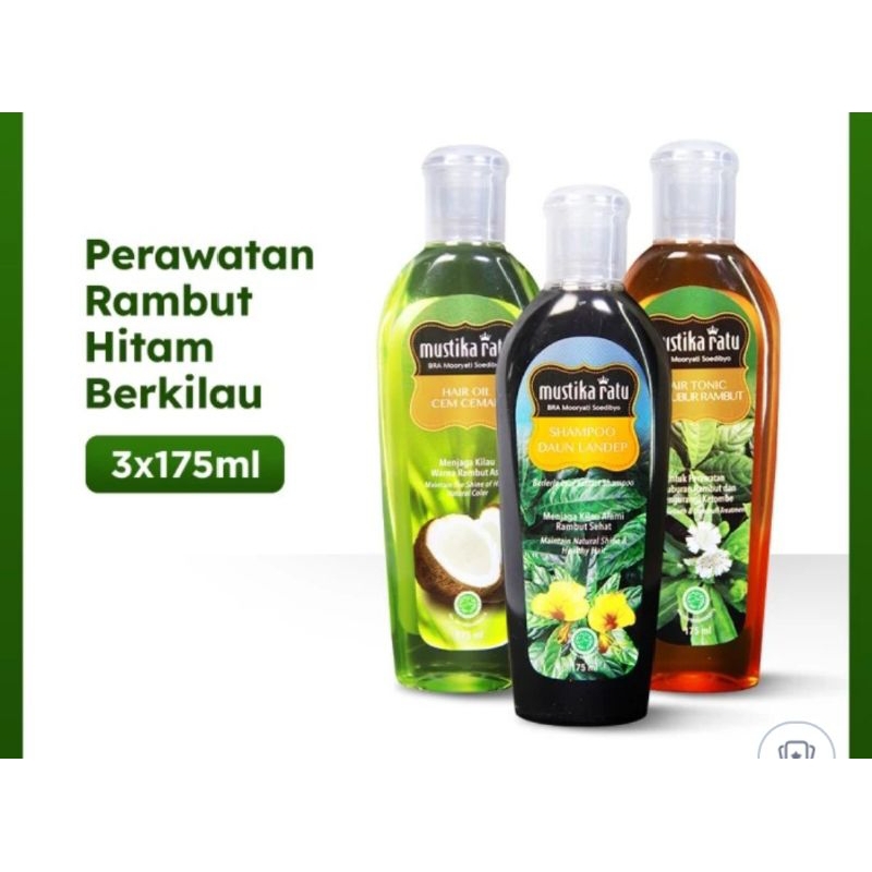 Mustika Ratu Perawatan Rambut Hitam berkilau,<smpo daun landep,cemceman,hair tonic>