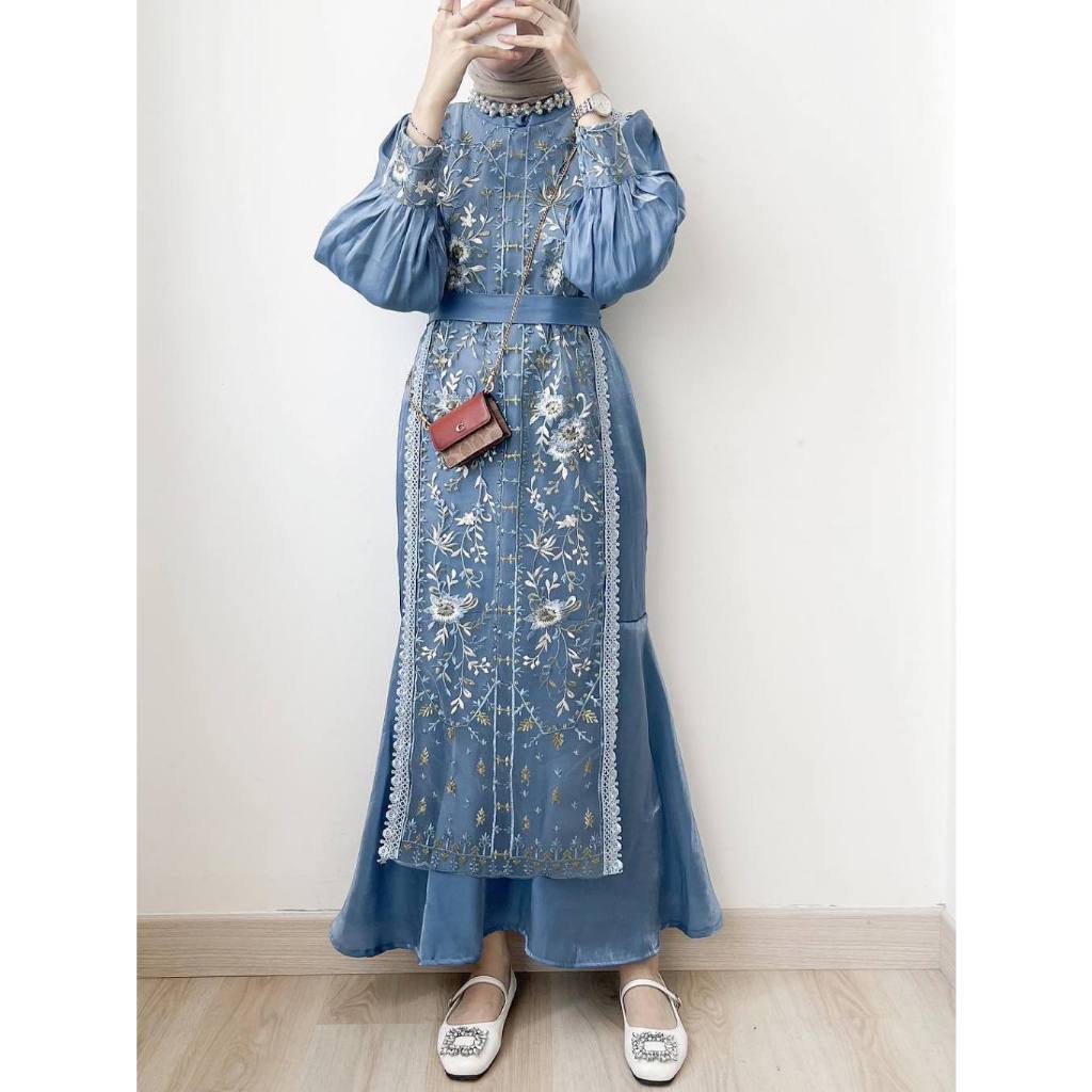 Adinda Dress Brukat Etnik Premium Gamis Pesta Terbaru Dress Kondangan Dress Pesta Muslim