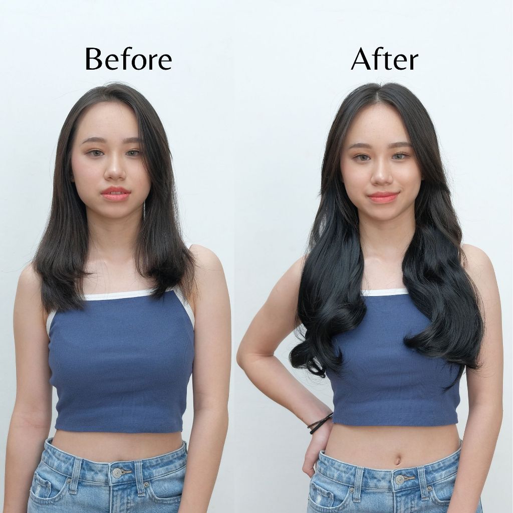 Sl Natural Wave 50 Hairclip Rambut Ikal / Gelombang Panjang 50 Cm - Sambungan Rambut Instan &