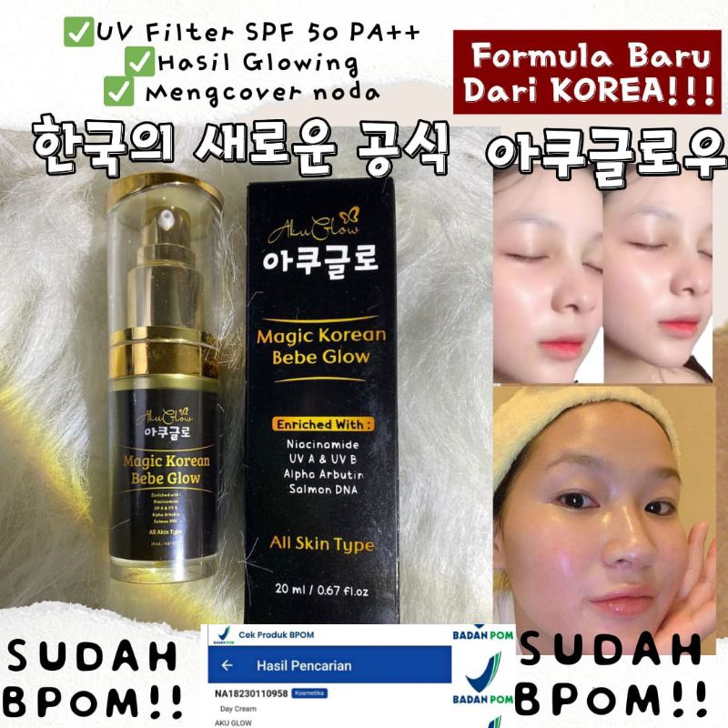 MAGIC KOREAN BEBE GLOW AKUGLOW SUNGLOW SUNSCREEN GLOWING MALAYSIA VIRAL KRIM BB CREAM CC SUNBLOCK KR