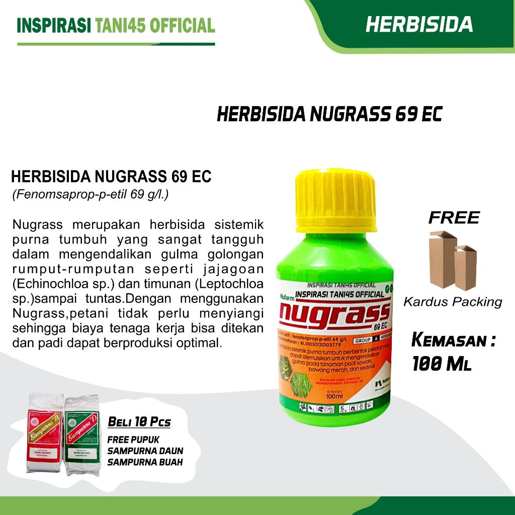 Herbisida Nugrass/Herbisida Nugrass 100 ml/Racun Rumput Nugrass Serendy/Obat Rumput Nugrass/Obat Gul
