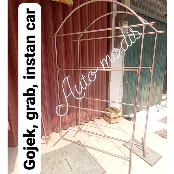 KODE U2E GAWANG BAJU ROSEGOLD PINK EMAS BONGKAR PASANG WARDROBE TIANG PALANG GAWANG BAJU 2 SISI AMBA