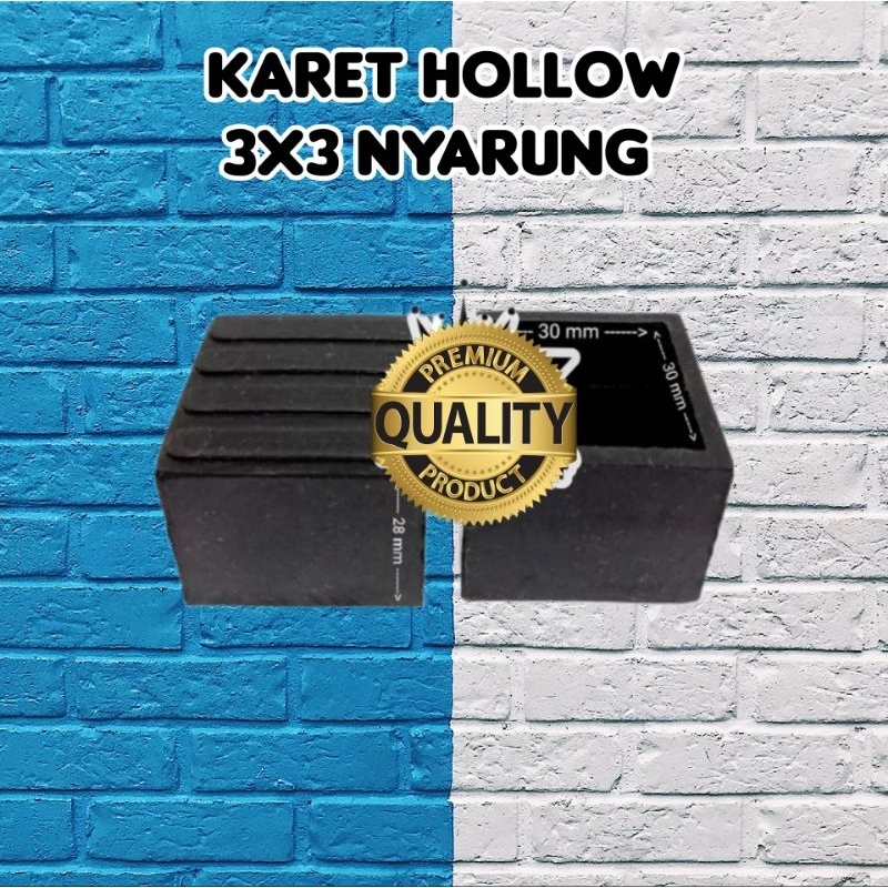 Karet Hollow 3x3 Nyarung Garis Bawah /Karet Besi Hollow