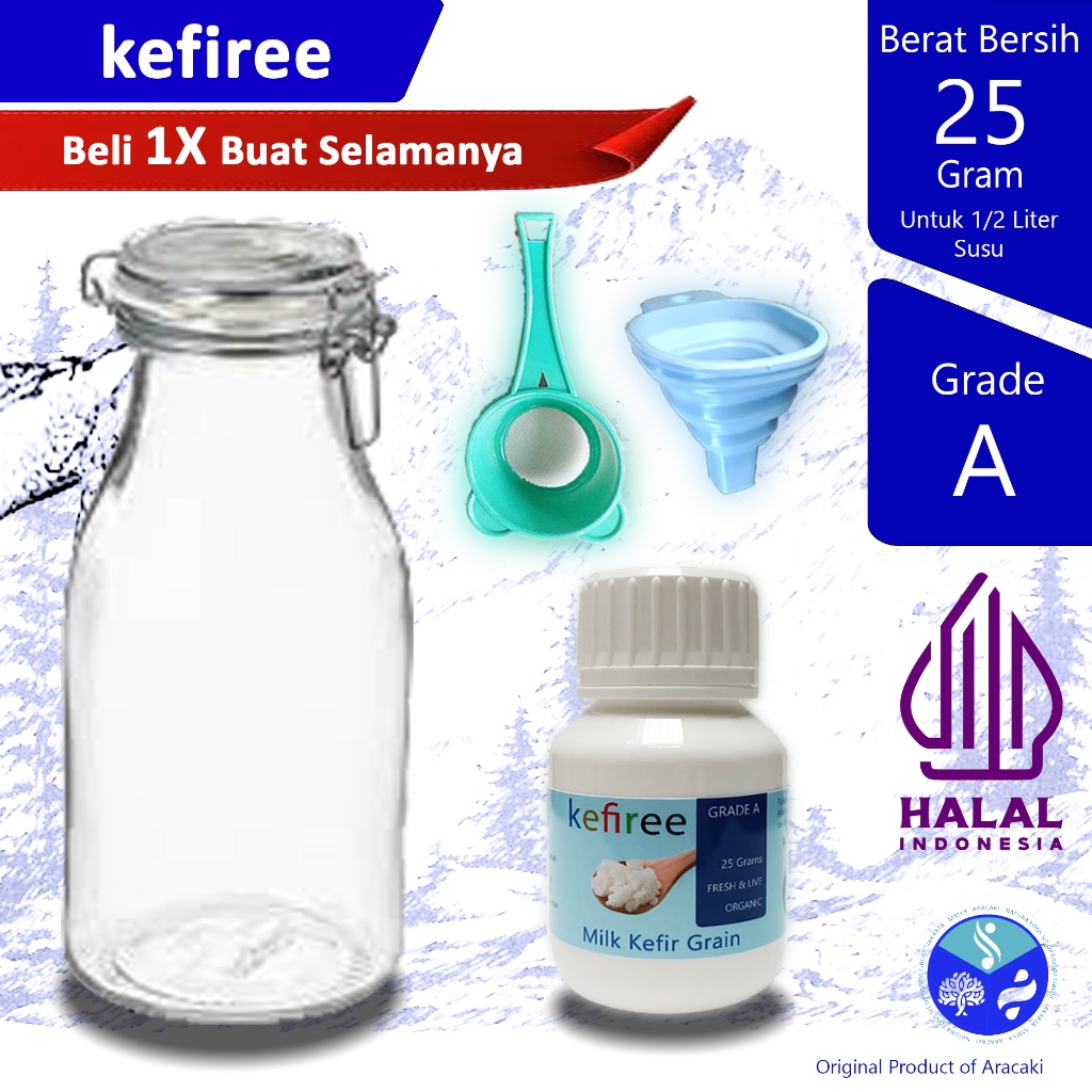 

BASIC KEFIREE KIT / BIBIT KEFIR (FRESH ORGANIC) GRADE A - KEFIREE
