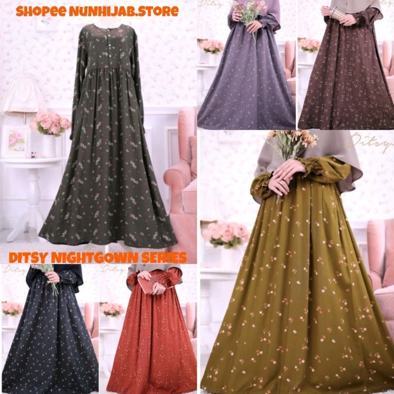 DITSYOFFICIAL NIGHTGOWN GAMIS Jubah Hijab Dress Baju Homedress Daily Wear DITSY Moslem Official