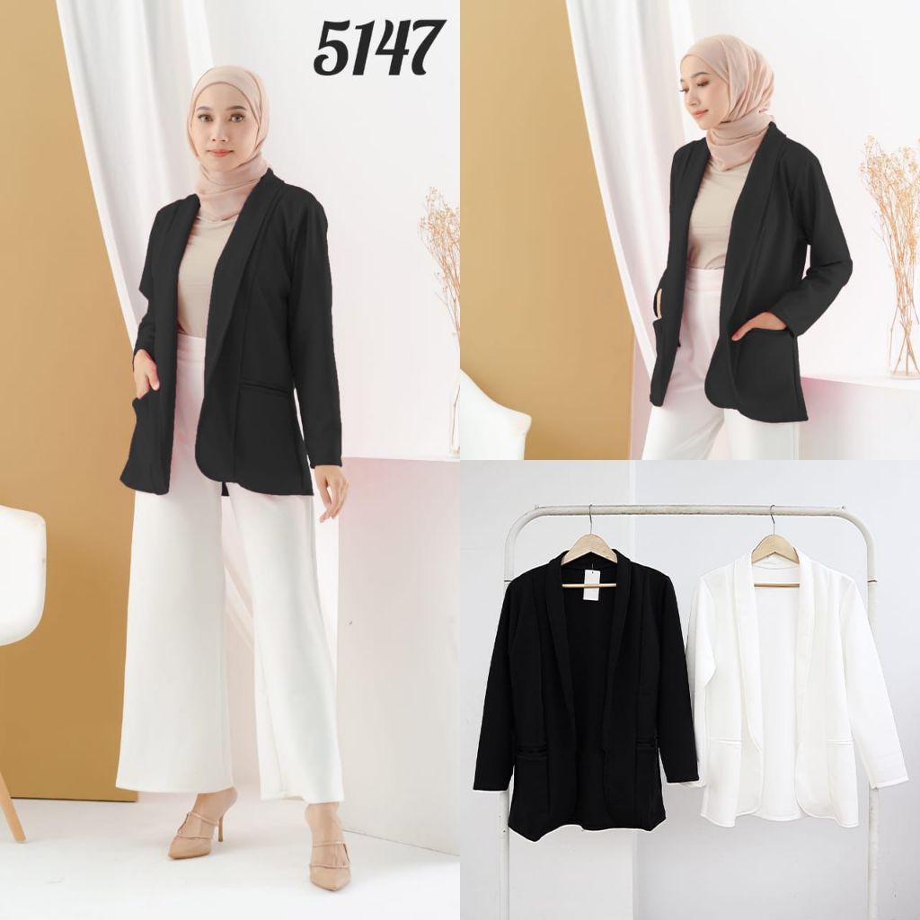 BLAZER POLOS HITAM PUTIH BAHAN SCUBA ALL SIZE