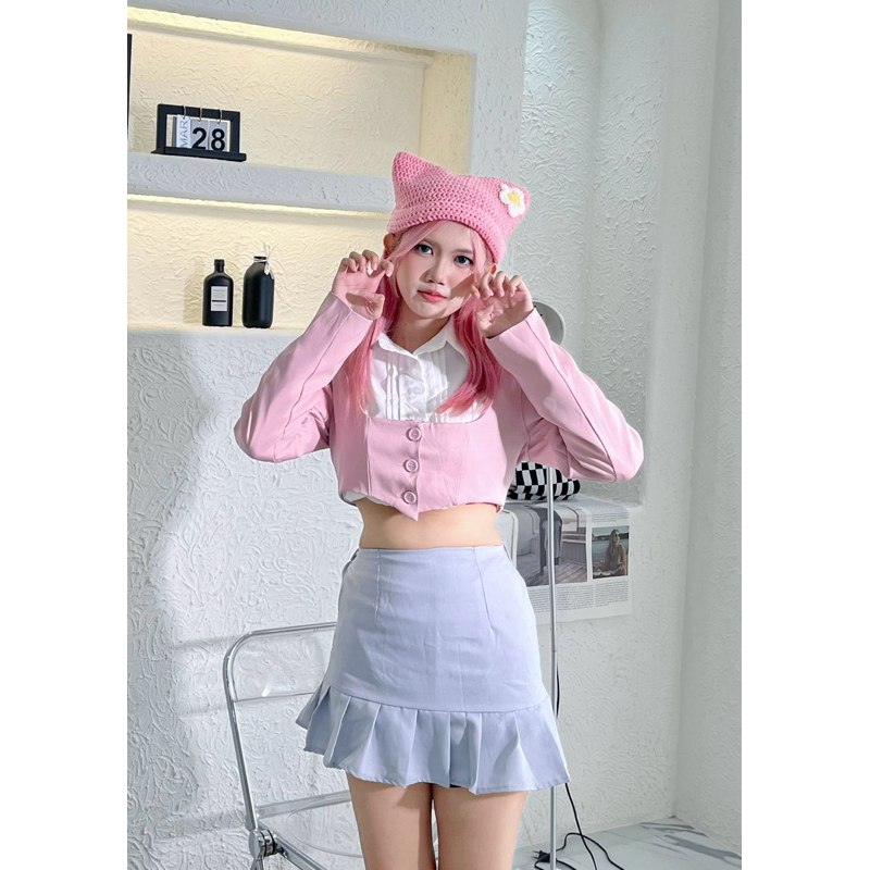 One Set Pink Korean Style Outfit