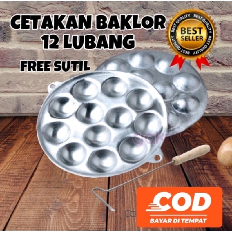 cetakan baklor telor congkel martabak mini 12 lubang plus free sutil