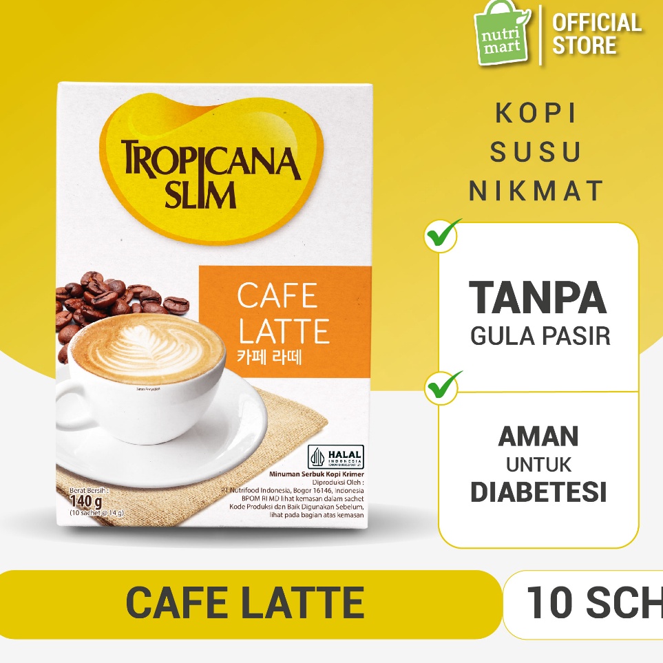 

Lebih hemat Tropicana Slim Cafe Latte 1 Sachet 14gr Kopi Susu Nikmat Tanpa Gula Pasir