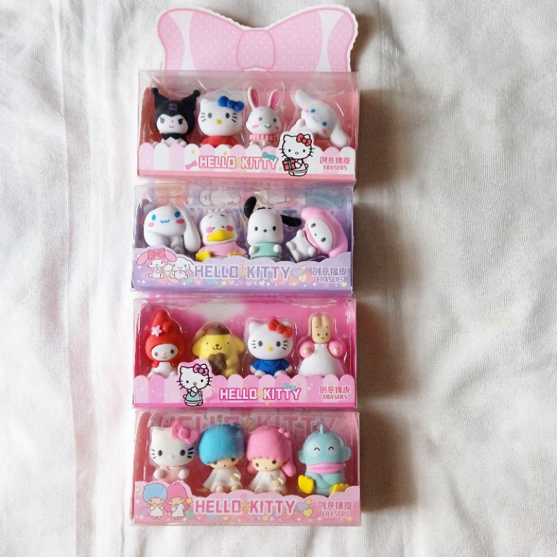 

Penghapus Karakter Figure Sanrio dalam kotak pita Hello Kitty Cinnamoroll Melody Pompompurin Bunny Pochacco Little Twin Star Hangyodon Bebek dan Kuromi