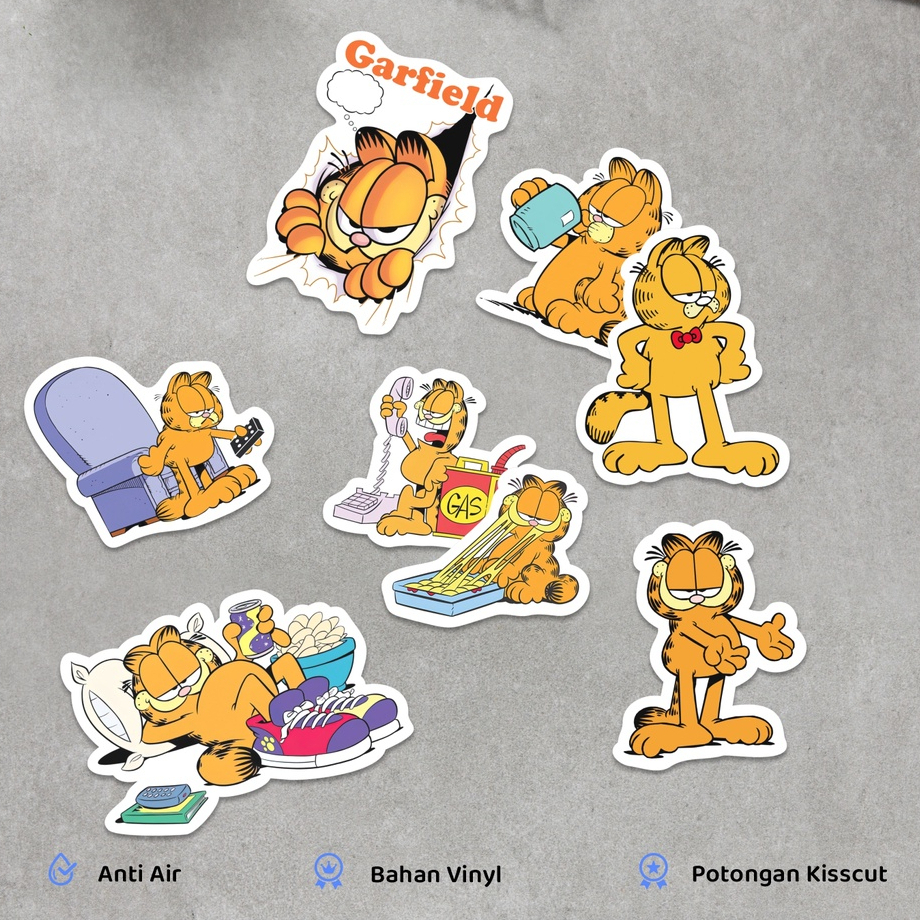 

50 Pcs Sticker Pack Aesthetic Kartun Kucing Garfield Lucu Untuk Tumbler Laptop Helm Anti Air