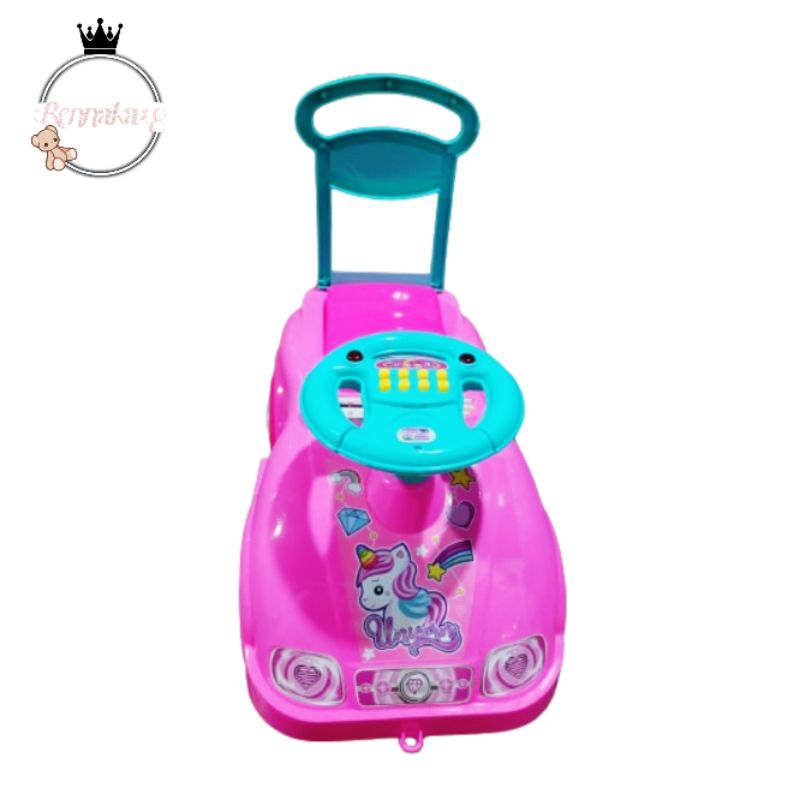 mobil dorong anak perempuan karakter unicorn