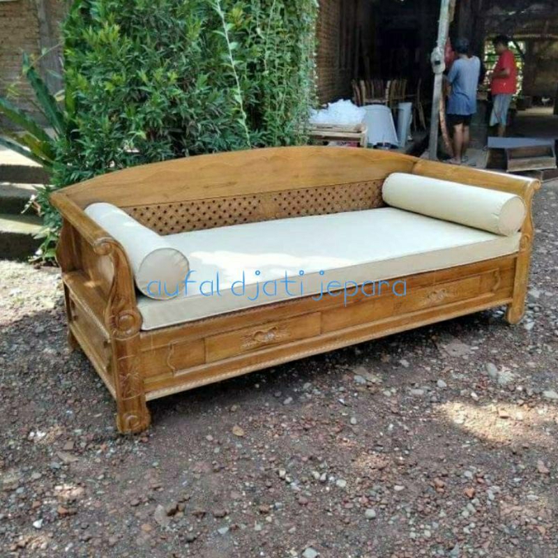Bangku teras jati kursi tamu cafe bale bale risban daybed sofa bed risban antik