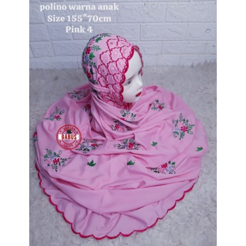 MUKENA TERUSAN ANAK POLINO WARNA BORDIR