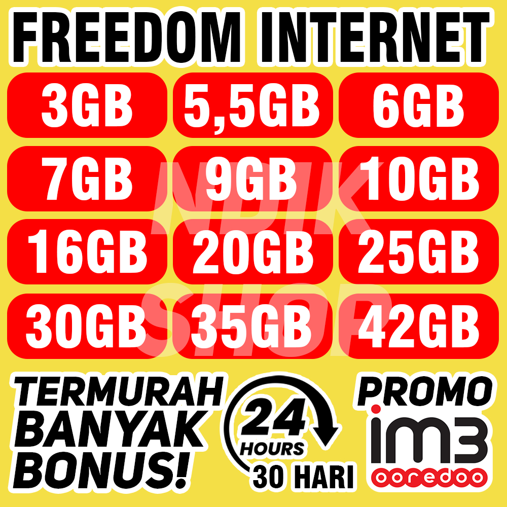 Kuota Indosat Freedom Internet Super Komplit Promo 3GB 5,5GB 6GB 7GB 9GB 10GB 16GB 20GB 25GB 30GB 35