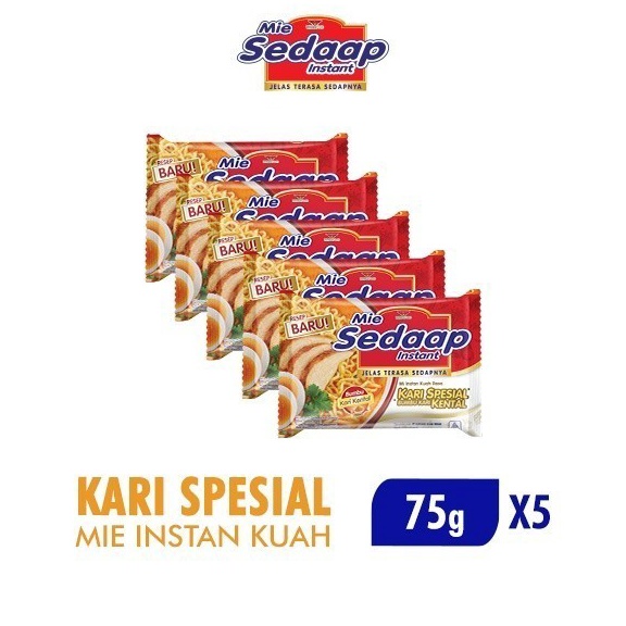 

Grosiran Sedaap Mie Instan Kari Kental Special Bag 75 gr x5