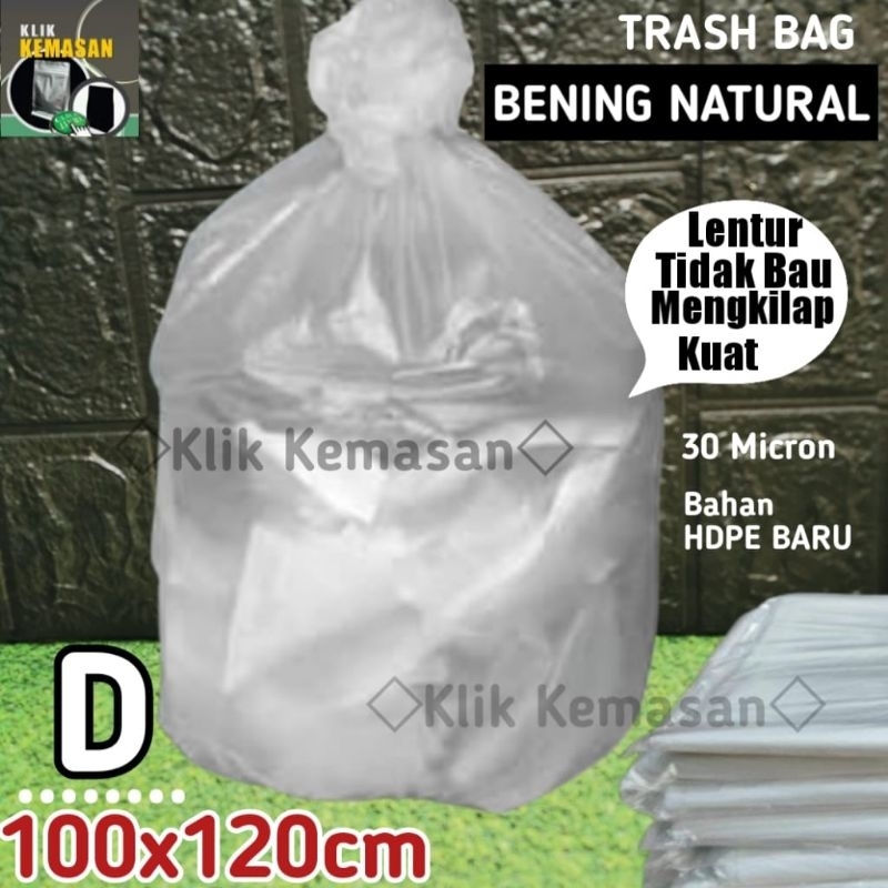 PLASTIK D BENING NATURAL 100x120 CM KANTONG KRESEK SAMPAH BESAR TRASH BAG BENING TEBAL