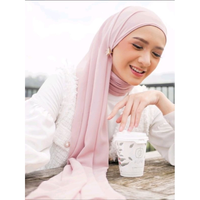 Zoya Pashmina Cantiqa - Hijab Pashmina Instan polos Bahan Ceruty