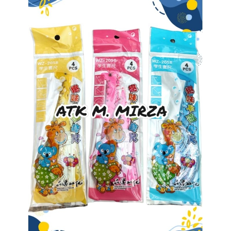

Penggaris set isi 4 pcs motif jerapah