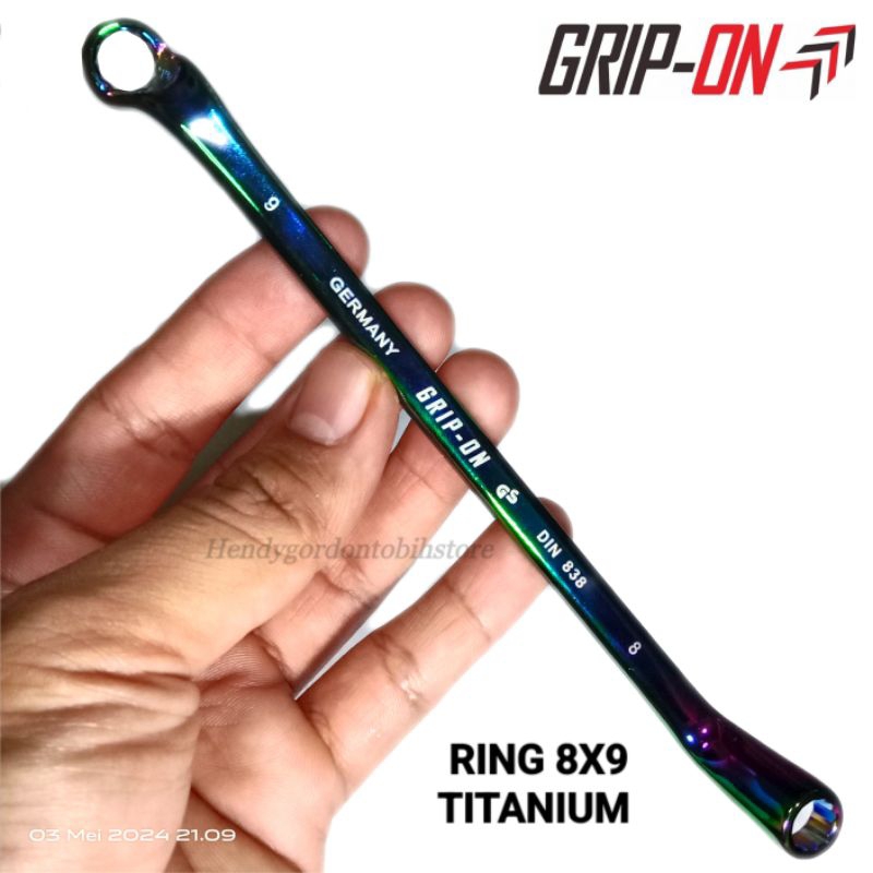 Grip On Kunci Ring 8x9 Titanium Kunci Double Ring 8 x 9 Bengkok Original Grip On
