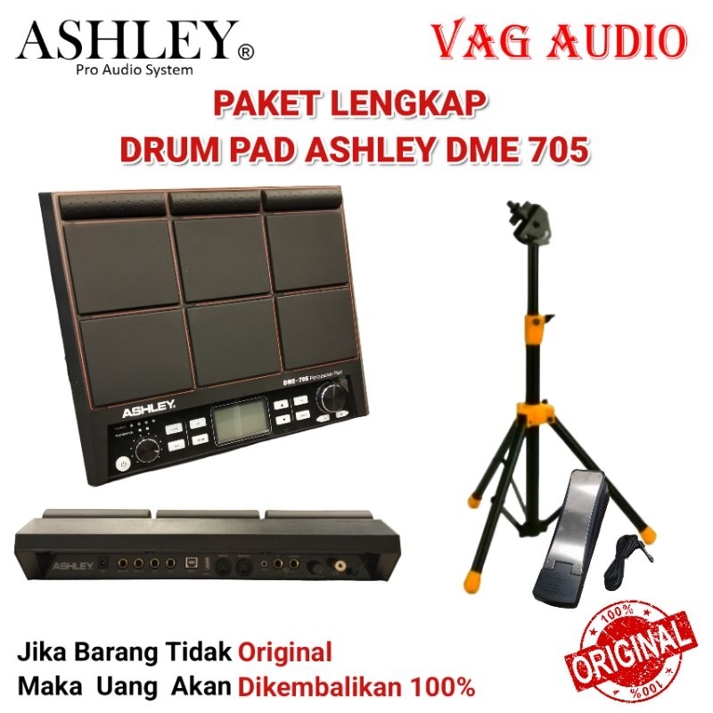 PAKET LENGKAP DRUM ELEKTRIK ASHLEY, DRUM PAD DME 705