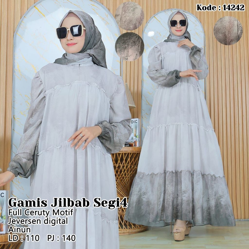 KD 14242 (isi 2) ASYA Syari Full Ceruty Motif Jeversen Digital Ainun Jilbab Segi Empat Lebar Mayung Premium Cantik Muslimah Busui