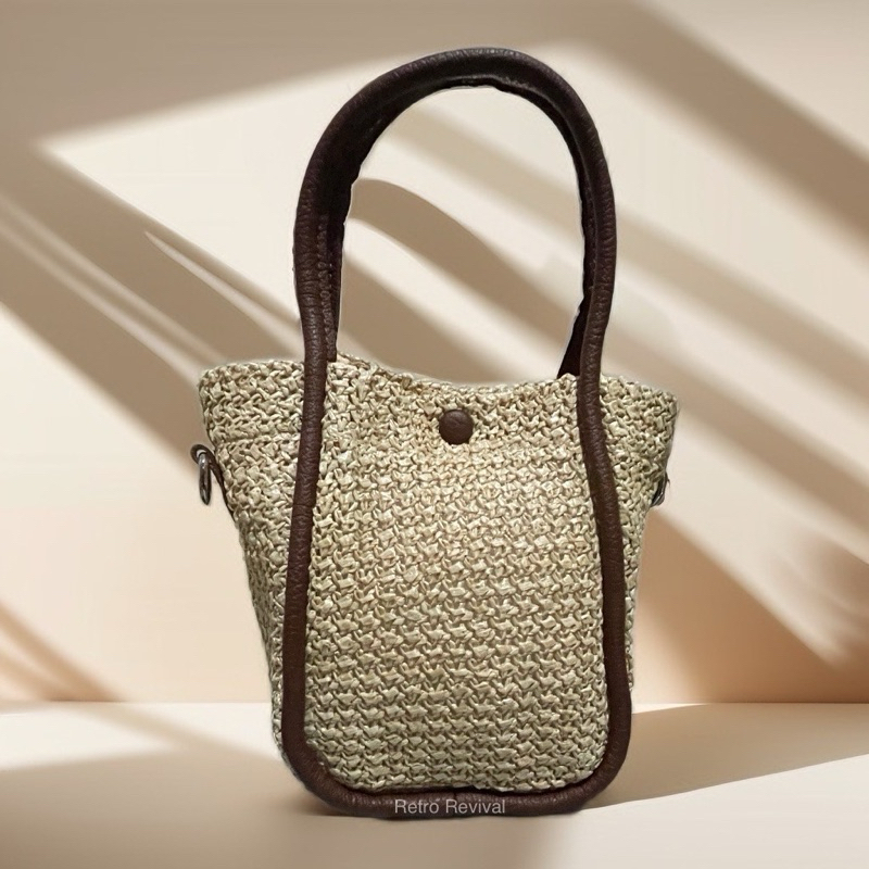 Mini Straw Woven Bucket Bag (New) Cross Body Rattan Bag