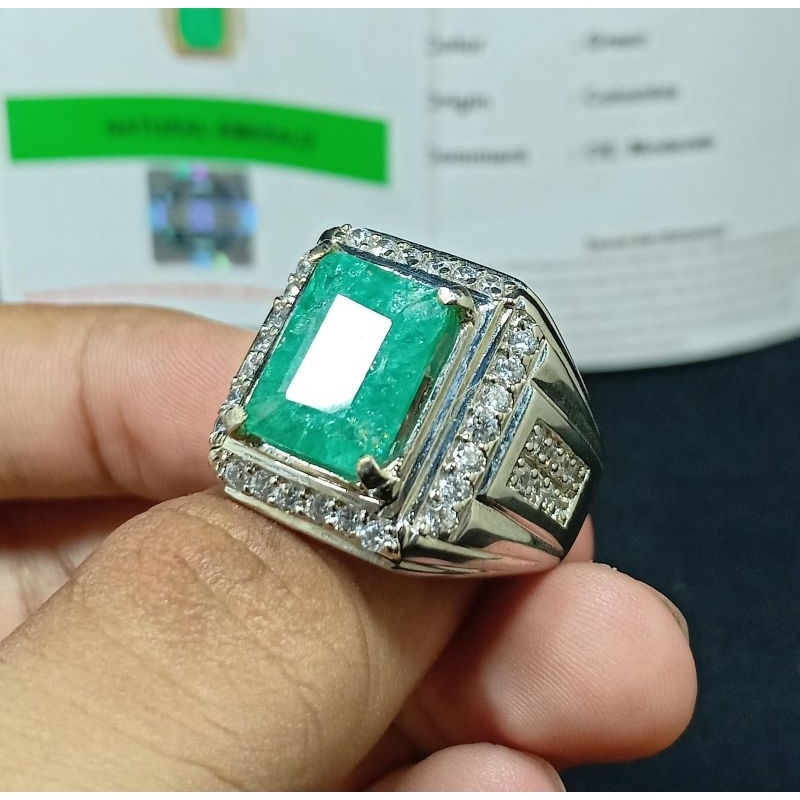 BATU ZAMRUD COLOMBIA ASLI NATURAL BERSERTIFIKAT SIAP PAKAI