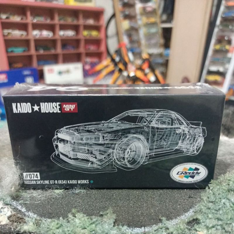 Mini GT Kaido House Nissan Skyline GT-R (R34) Greddy Kaido Works