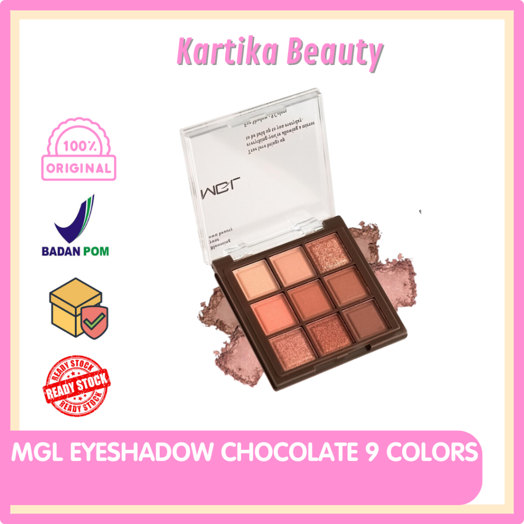 MGL EYESHADOW CHOCOLATE 9 COLORS GLITTER PIGMENTED - EYE SHADOW MURAH BAGUS KOREAN LOOK