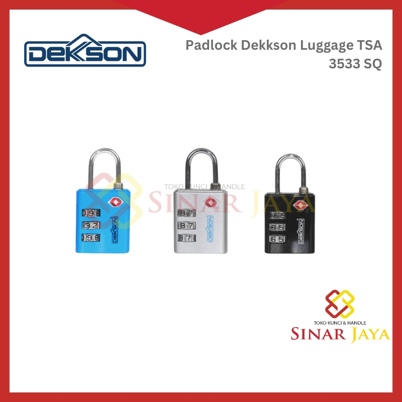 Padlock Dekkson Luggage TSA 3533 SQ / Gembok Koper Dekkson