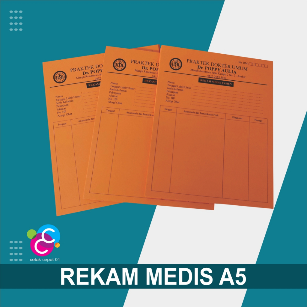 

Custom Kartu Rekam Medis, Cetak Medical Record Card / Kartu Riwayat Pasien, Catatan Pasien