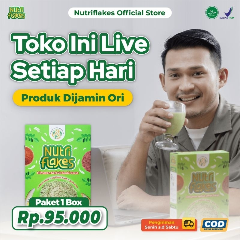 

Nutriflakes Sereal Umbi Garut Asam Lambung Ampuh Mengatasi Asam lambung Gerd , Maag 1 Box